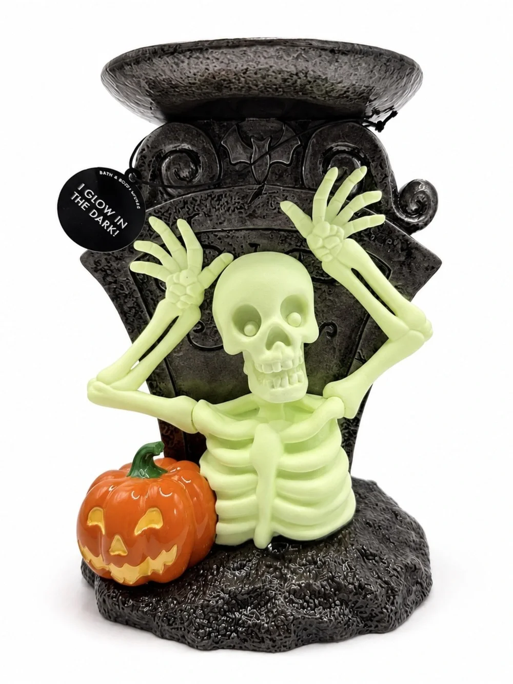 Bath & Body Works 2026 Glow-in-the-Dark Dancing Skeleton 3-Wick Candle Holder